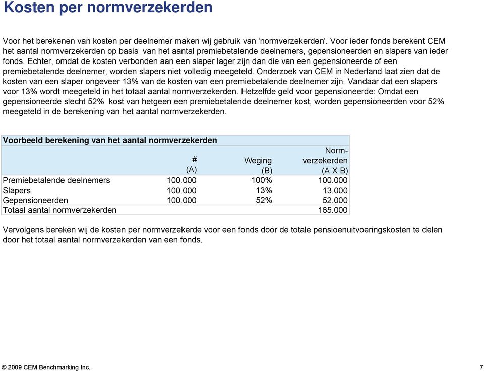 Echter, omdat de kosten verbonden aan een slaper lager zijn dan die van een gepensioneerde of een premiebetalende deelnemer, worden slapers niet volledig meegeteld.