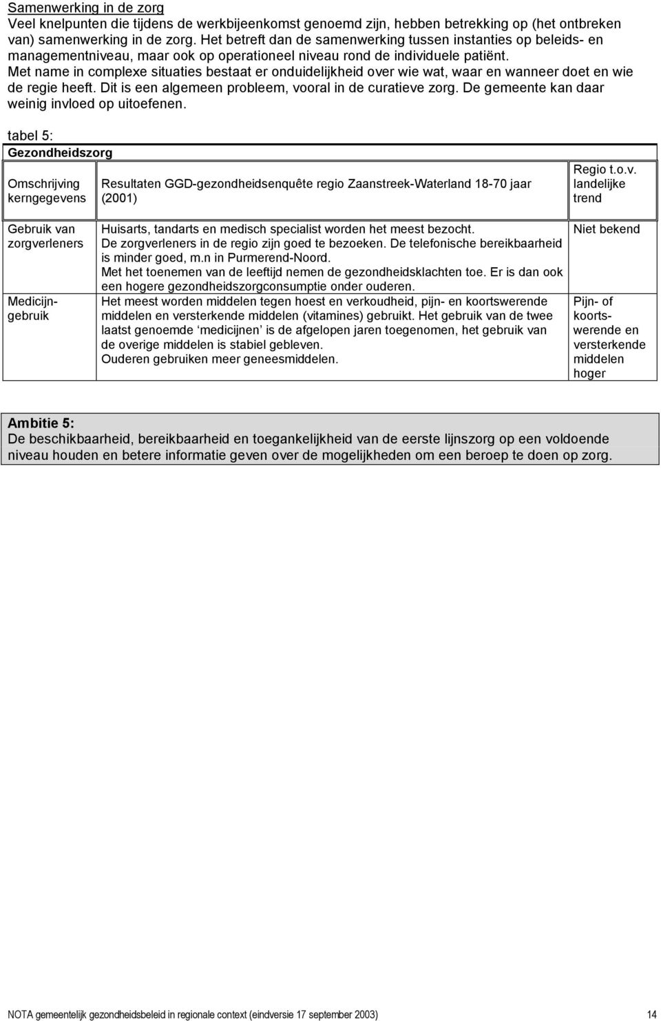 Met name in complexe situaties bestaat er onduidelijkheid over wie wat, waar en wanneer doet en wie de regie heeft. Dit is een algemeen probleem, vooral in de curatieve zorg.