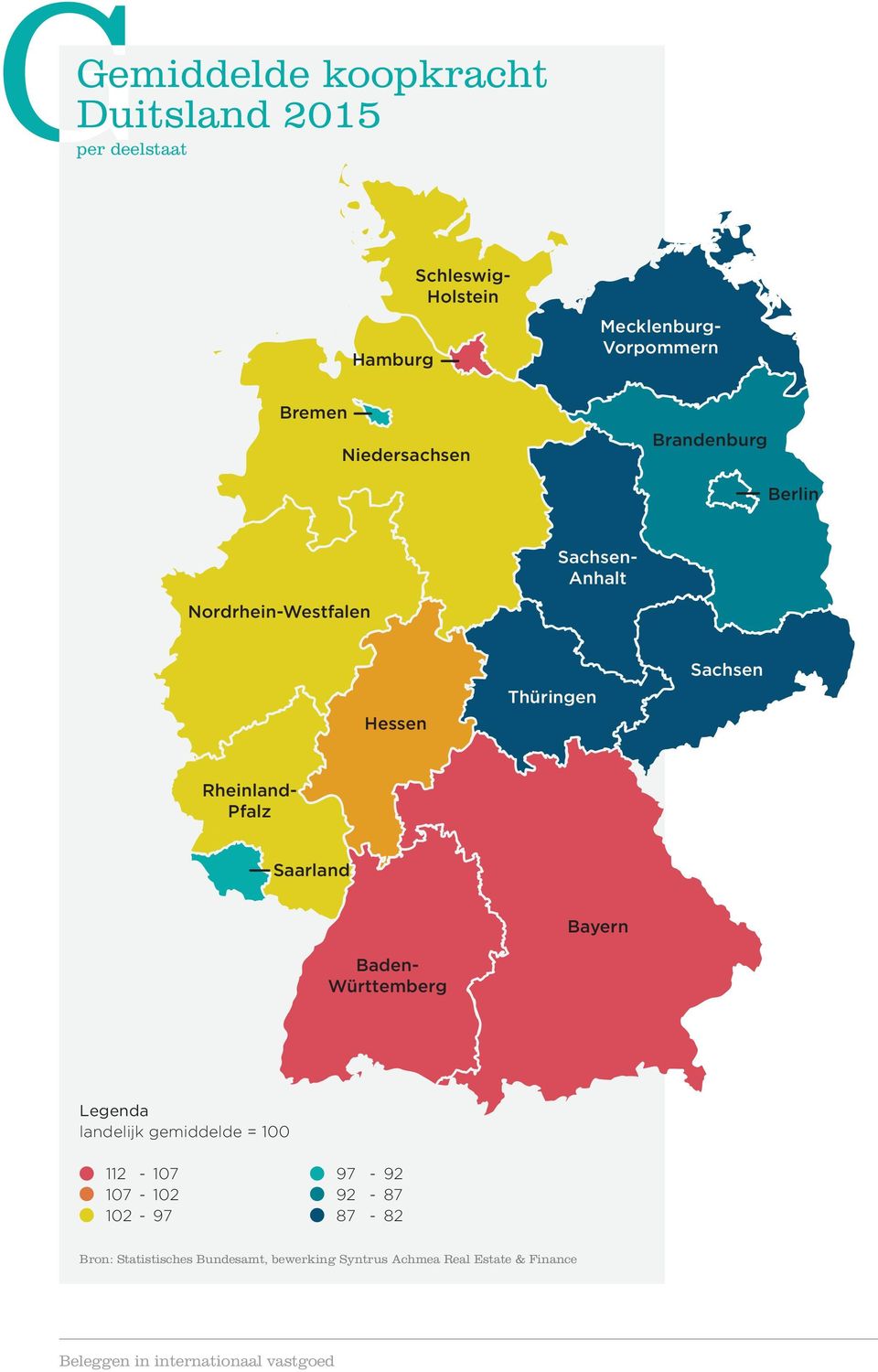 Rheinland- Pfalz Saarland Baden- Württemberg Bayern Legenda landelijk gemiddelde = 100 112-107 107-102