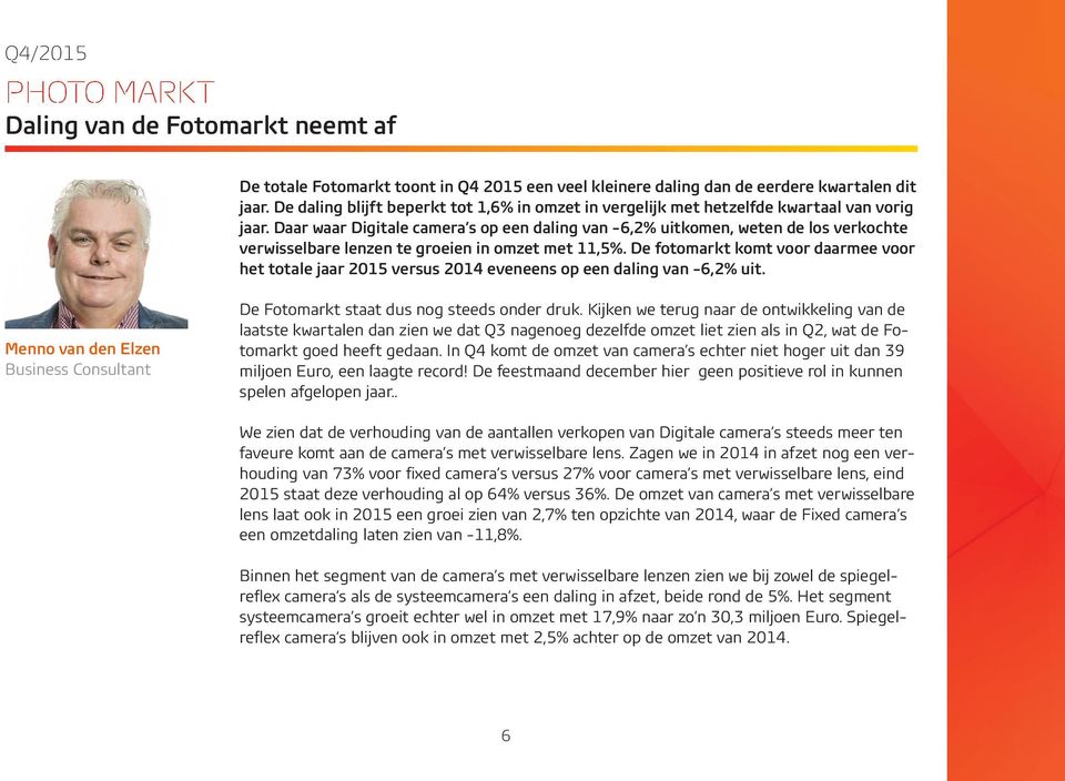 Daar waar Digitale camera s op een daling van -6,2% uitkomen, weten de los verkochte verwisselbare lenzen te groeien in omzet met 11,5%.