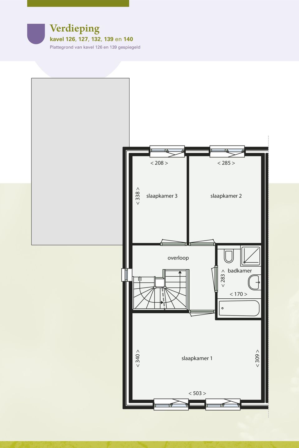 slaapkamer 3 slaapkamer 2 slaap overloop < 283 > badkamer <