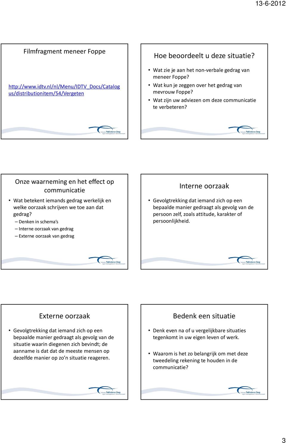 Onze waarneming en het effect op communicatie Wat betekent iemands gedrag werkelijk en welke oorzaak schrijven we toe aan dat gedrag?