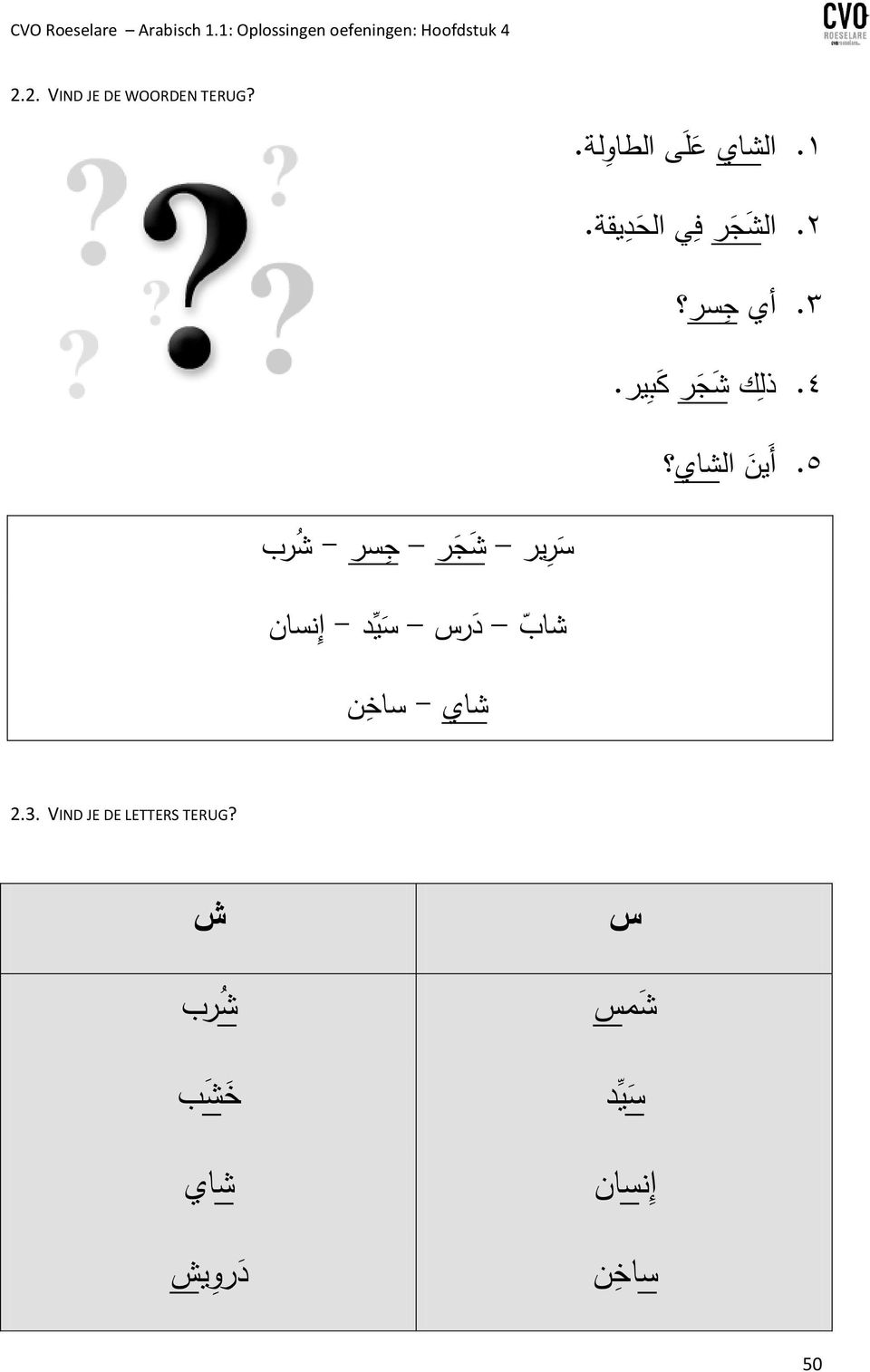 ج سر أي ٤. ك ب ير. ش ج ر ذل ك ٥.