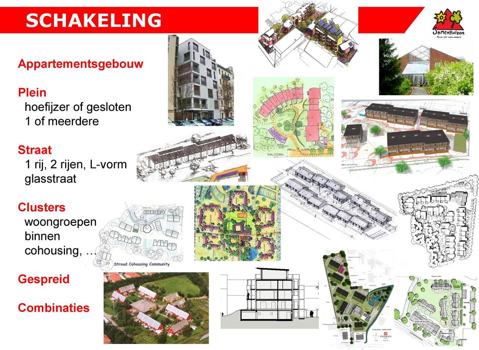 1 rij, 2 rijen, L-vorm glasstraat Clusters