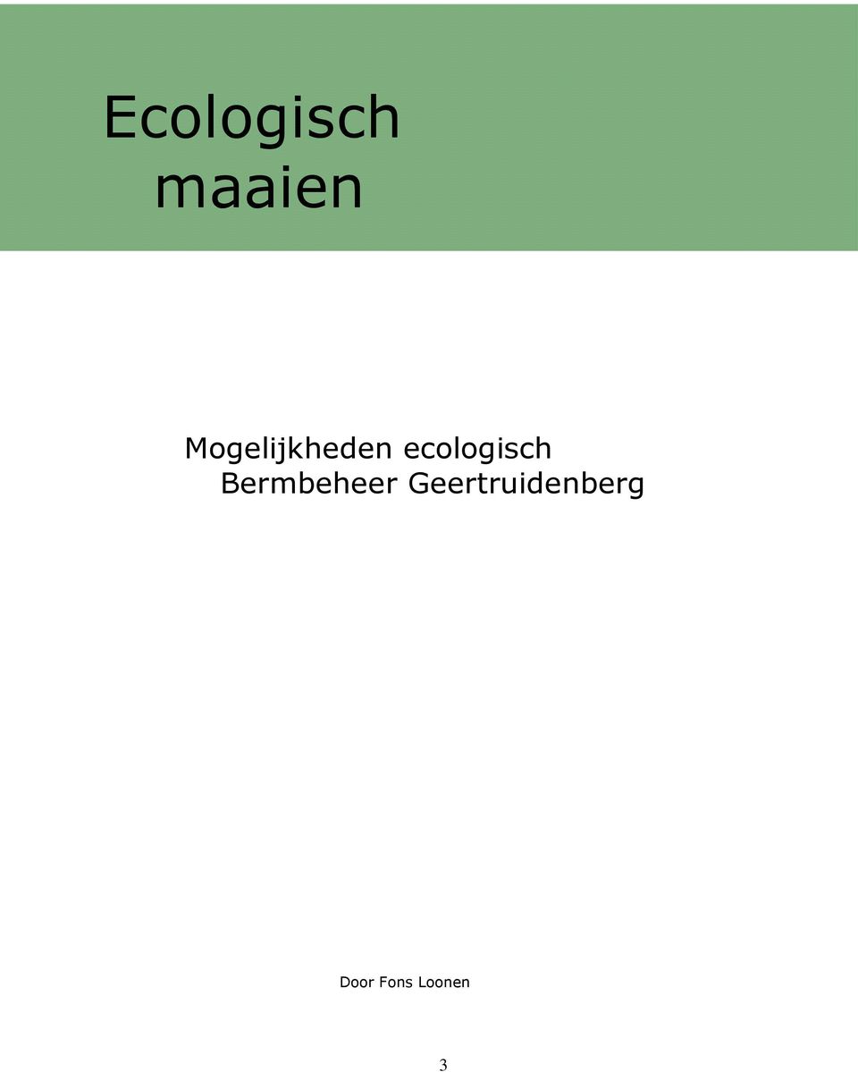 ecologisch Bermbeheer