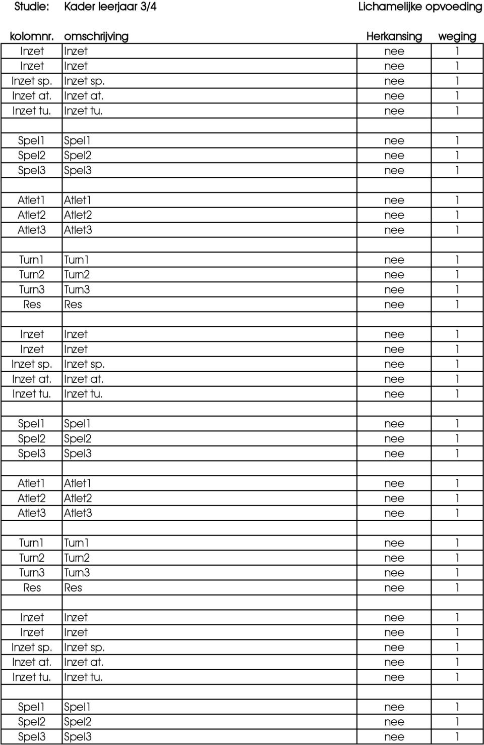 nee 1 Spel1 Spel1 nee 1 Spel2 Spel2 nee 1 Spel3 Spel3 nee 1 Atlet1 Atlet1 nee 1 Atlet2 Atlet2 nee 1 Atlet3 Atlet3 nee 1 Turn1 Turn1 nee 1 Turn2 Turn2 nee 1 Turn3 Turn3 nee 1 Res Res nee 1 Inzet Inzet