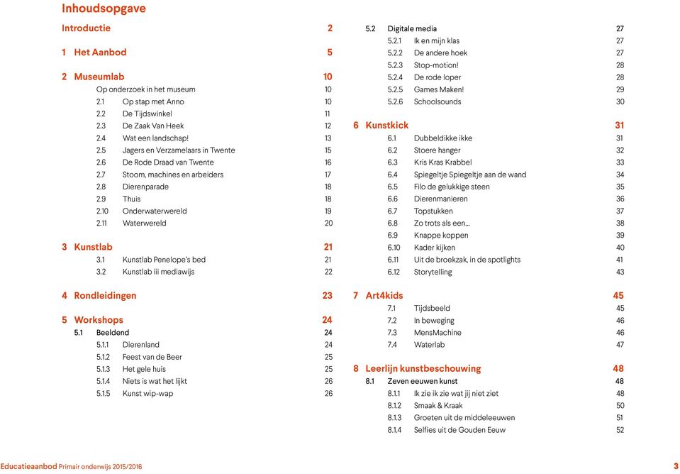 1 Kunstlab Penelope s bed 21 3.2 Kunstlab iii mediawijs 22 4 Rondleidingen 23 5 Workshops 24 5.1 Beeldend 24 5.1.1 Dierenland 24 5.1.2 Feest van de Beer 25 5.1.3 Het gele huis 25 5.1.4 Niets is wat het lijkt 26 5.