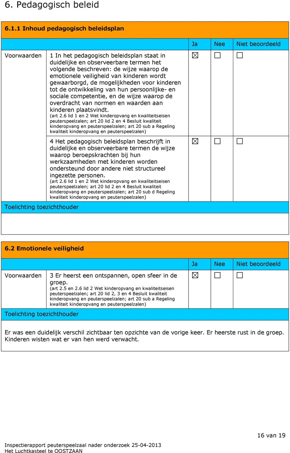 gewaarborgd, de mogelijkheden voor kinderen tot de ontwikkeling van hun persoonlijke- en sociale competentie, en de wijze waarop de overdracht van normen en waarden aan kinderen plaatsvindt. (art 2.