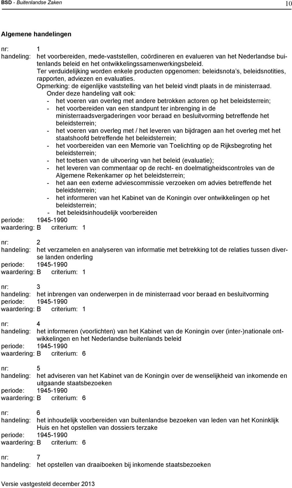 Opmerking: de eigenlijke vaststelling van het beleid vindt plaats in de ministerraad.