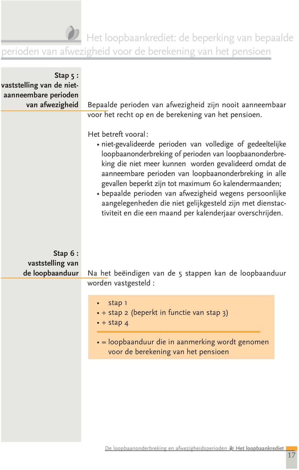 Het betreft vooral: niet-gevalideerde perioden van volledige of gedeeltelijke loopbaanonderbreking of perioden van loopbaanonderbreking die niet meer kunnen worden gevalideerd omdat de aanneembare