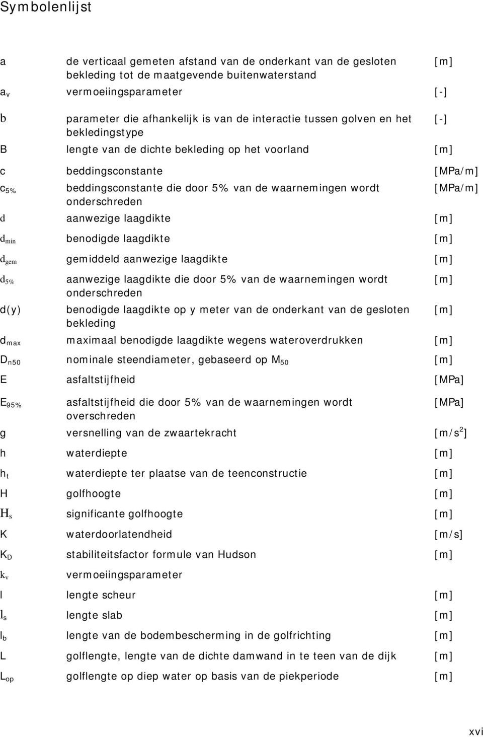 onderschreden d aanwezige laagdikte [m] d min benodigde laagdikte [m] d gem gemiddeld aanwezige laagdikte [m] d 5% d(y) aanwezige laagdikte die door 5% van de waarnemingen wordt onderschreden