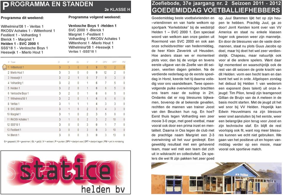 Hout 1 Wilhelmina'08 1 -Heeswijk 1 Veritas 1 -SSS'18 1 Zoefiebode, 37e jaargang nr.