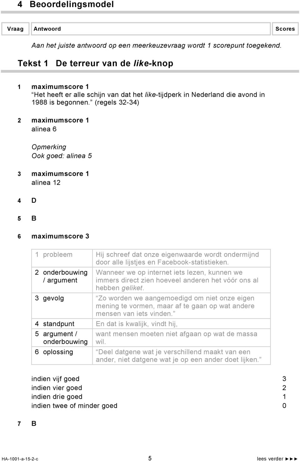 (regels 32-34) 2 maximumscore 1 alinea 6 Opmerking Ook goed: alinea 5 3 maximumscore 1 alinea 12 4 D 5 B 6 maximumscore 3 1 probleem Hij schreef dat onze eigenwaarde wordt ondermijnd door alle