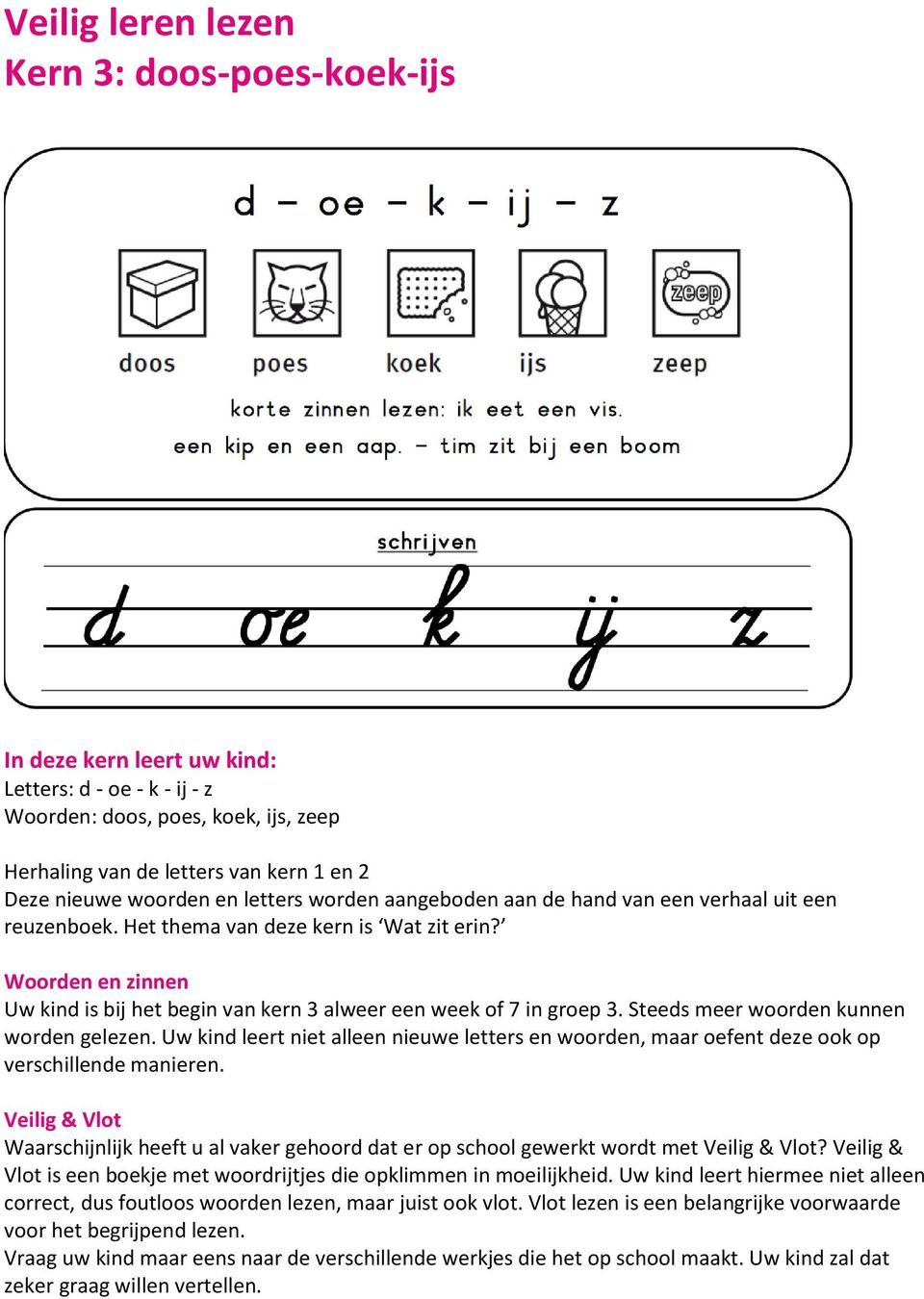 Steeds meer woorden kunnen worden gelezen. Uw kind leert niet alleen nieuwe letters en woorden, maar oefent deze ook op verschillende manieren.