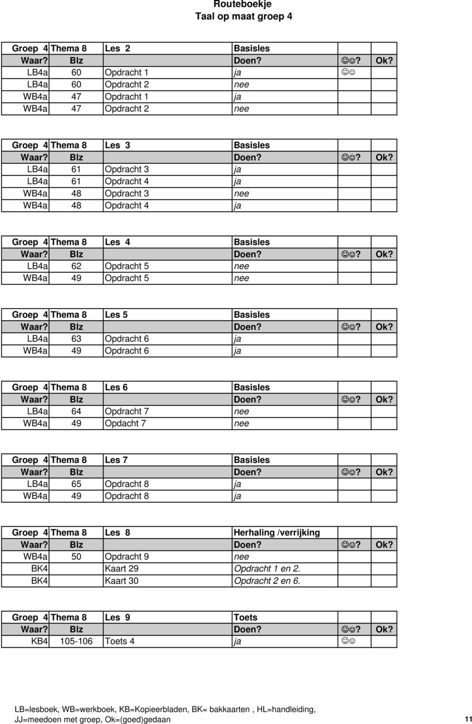 Opdracht 6 ja Groep 4 Thema 8 Les 6 Basisles LB4a 64 Opdracht 7 nee WB4a 49 Opdacht 7 nee Groep 4 Thema 8 Les 7 Basisles LB4a 65 Opdracht 8 ja WB4a 49 Opdracht 8 ja Groep 4 Thema 8 Les 8