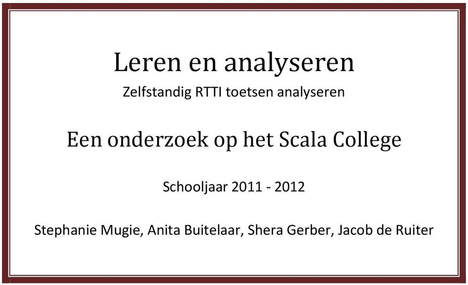 Scala College Schooljaar 2011-2012