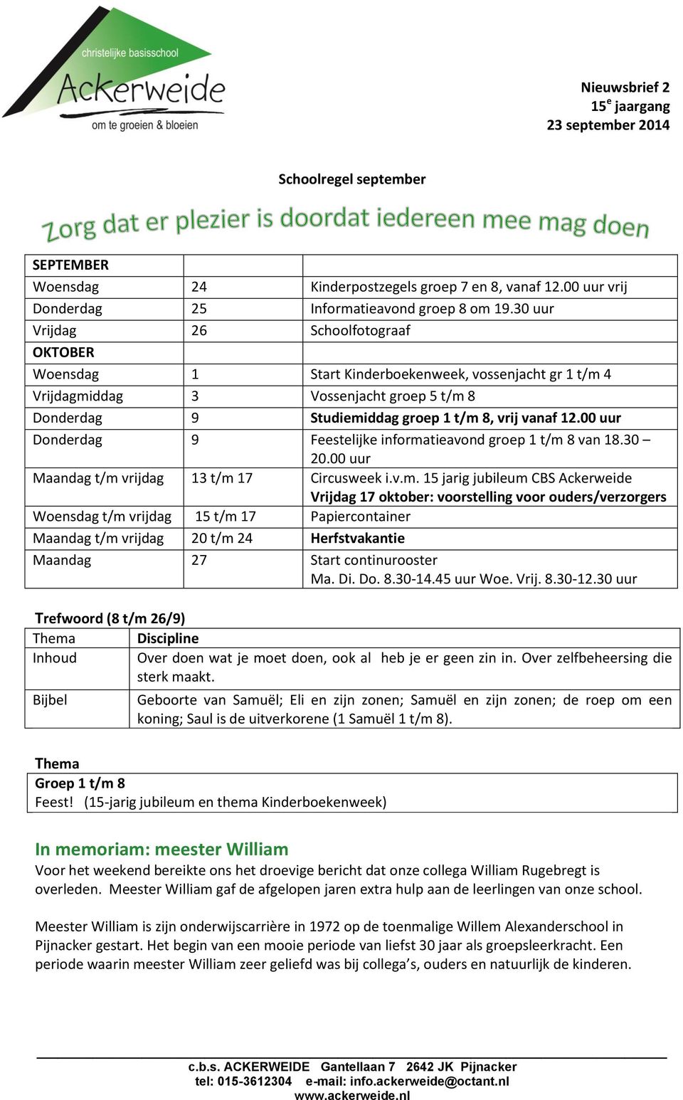 00 uur Donderdag 9 Feestelijke informa