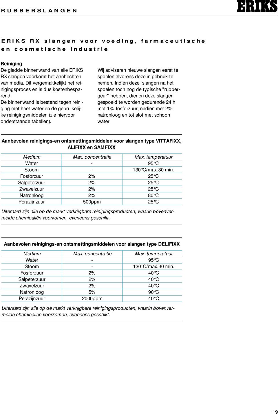 Wij adviseren nieuwe slangen eerst te spoelen alvorens deze in gebruik te nemen.