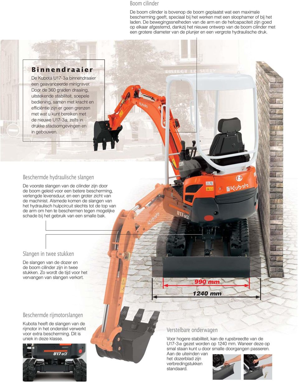 hydraulische druk. Binnendraaier De Kubota U173 binnendraaier een geavanceerde minigraver.