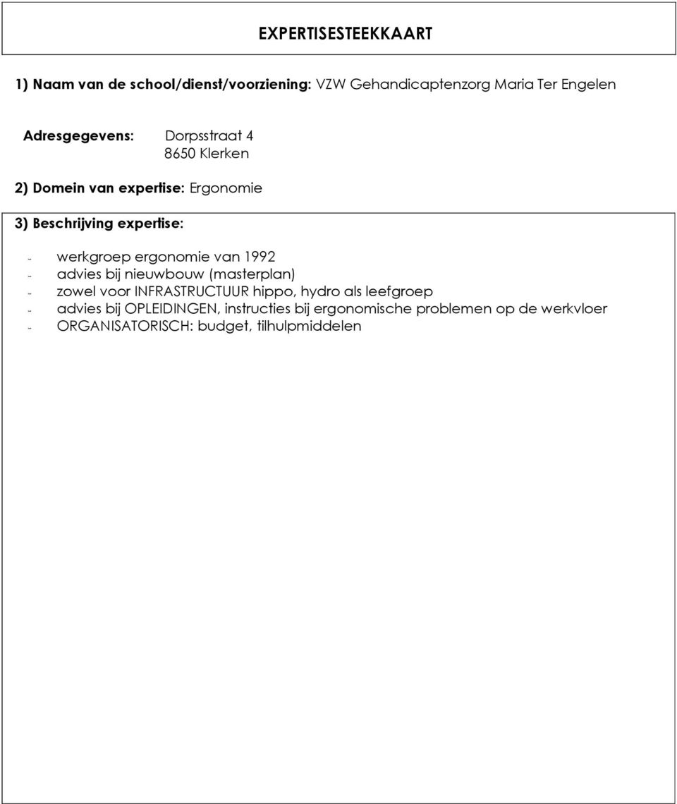 werkgrep ergnmie van 1992 - advies bij nieuwbuw (masterplan) - zwel vr INFRASTRUCTUUR hipp, hydr als