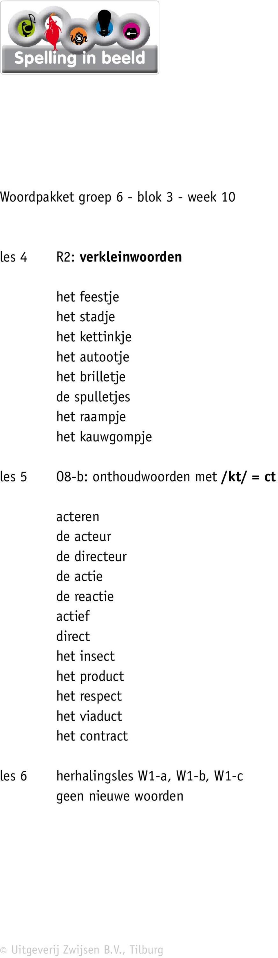 onthoudwoorden met /kt/ = ct acteren de acteur de directeur de actie de reactie actief