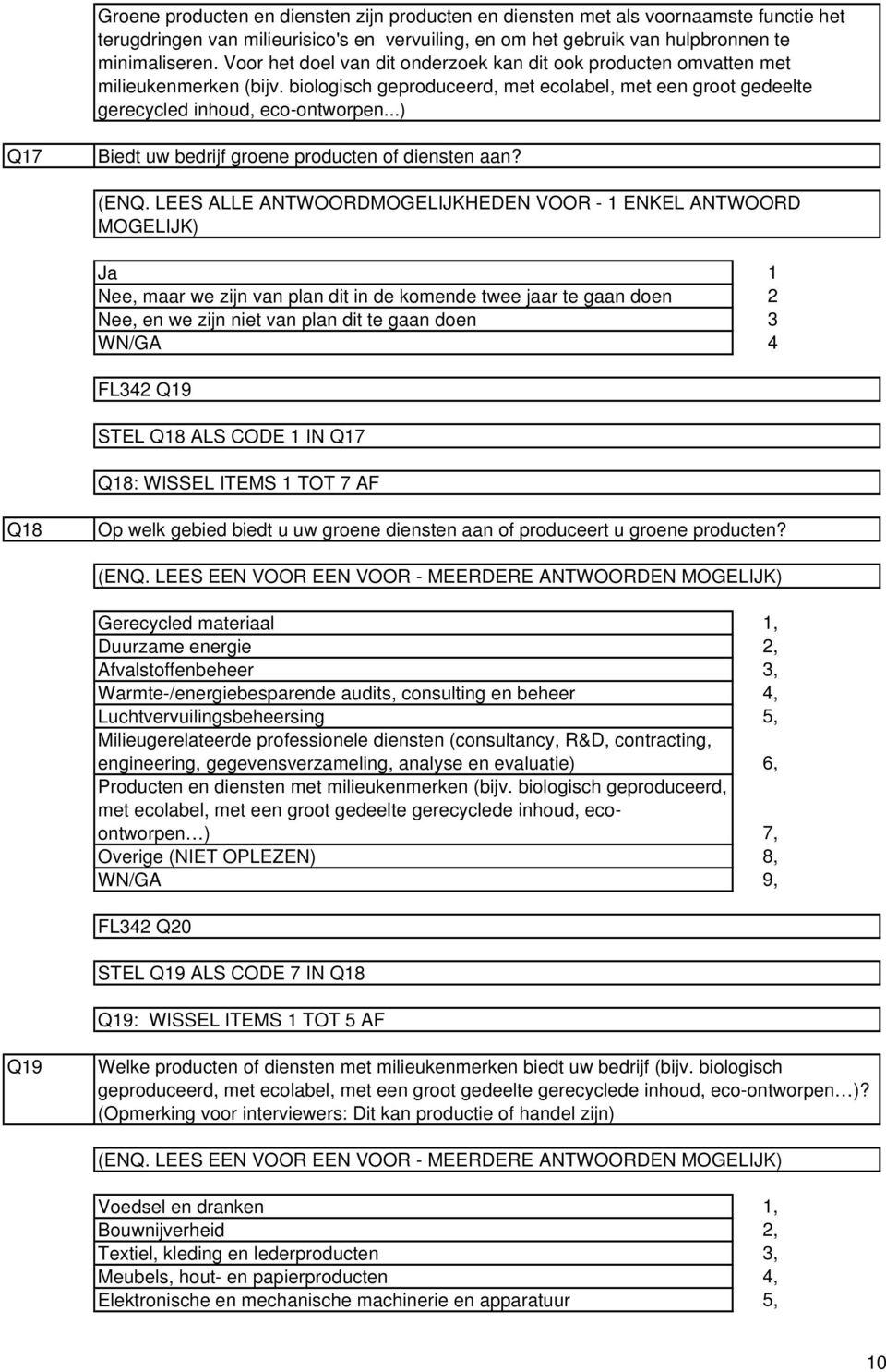 ..) Q7 Biedt uw bedrijf groene producten of diensten aan? (ENQ.
