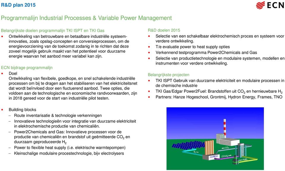 Doel Ontwikkeling van flexibele, goedkope, en snel schakelende industriële processen om bij te dragen aan het stabiliseren van het elektriciteitsnet dat wordt beïnvloed door een fluctuerend aanbod.