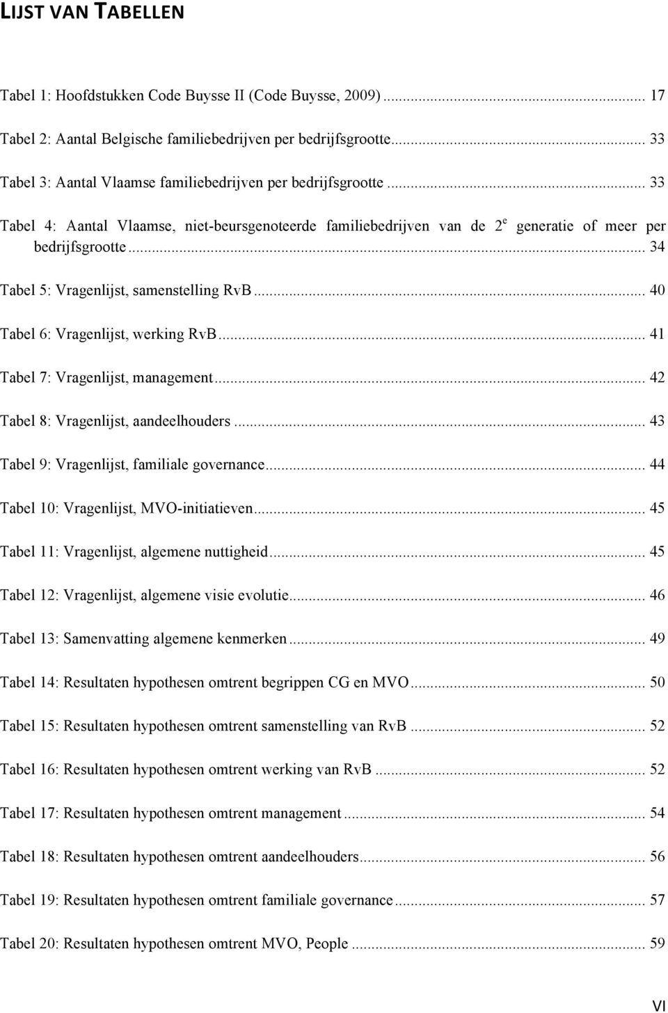 .. 34 Tabel 5: Vragenlijst, samenstelling RvB... 40 Tabel 6: Vragenlijst, werking RvB... 41 Tabel 7: Vragenlijst, management... 42 Tabel 8: Vragenlijst, aandeelhouders.