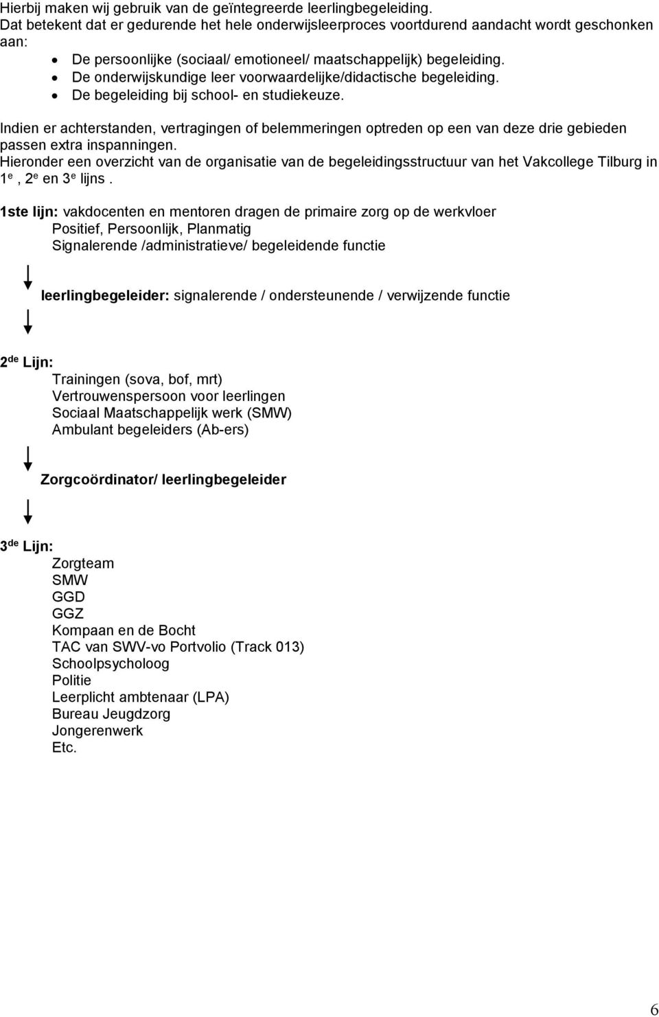 Heroder ee overzcht v de orste v de beeledsstructuur v het Vkcollee Tlbur 1 e, 2 e e 3 e ljs.