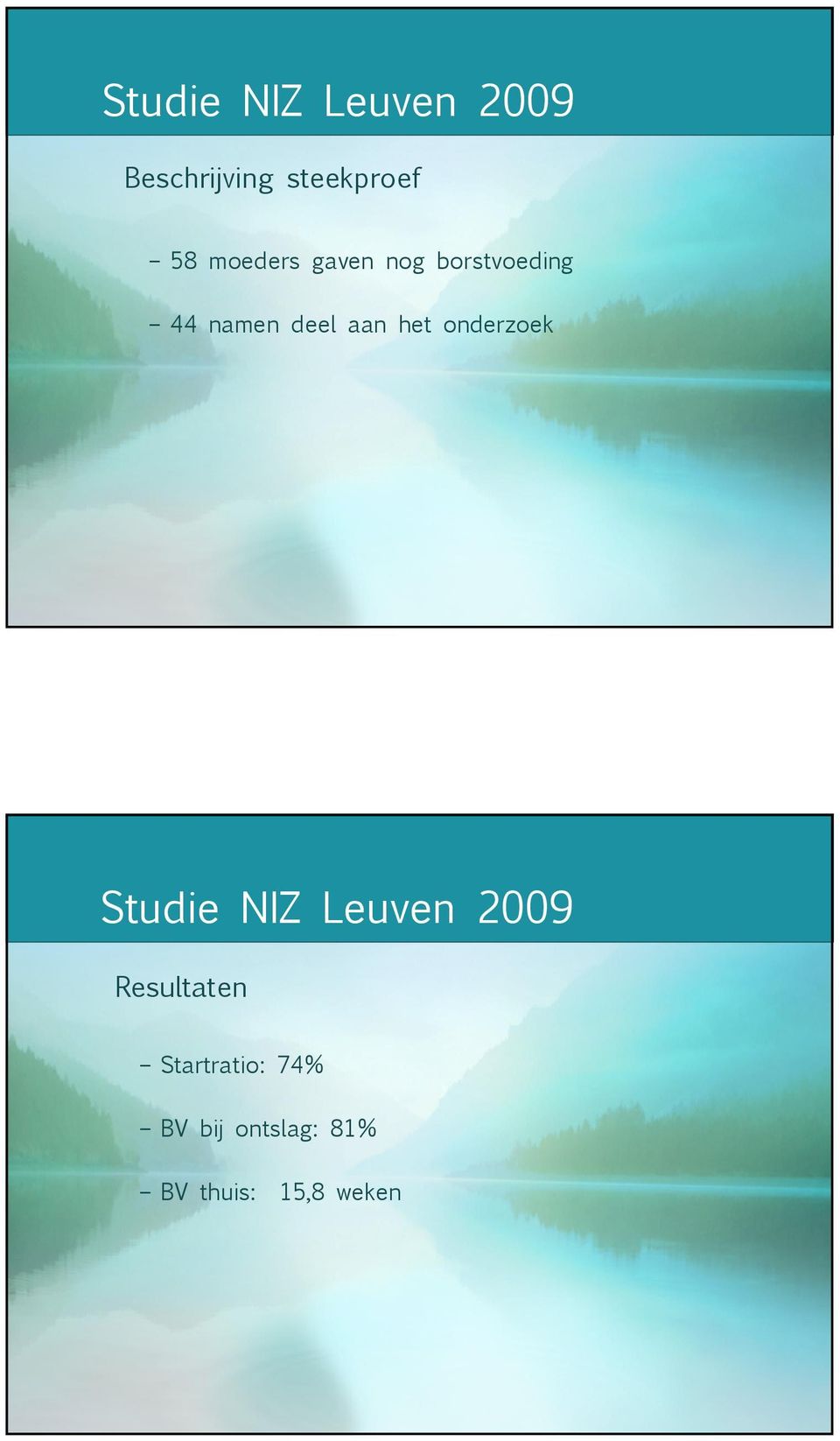het onderzoek Studie NIZ Leuven 2009 Resultaten