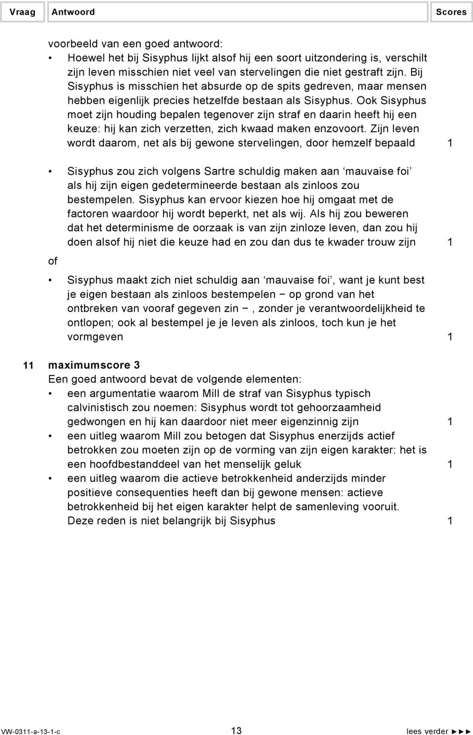 Ook Sisyphus moet zijn houding bepalen tegenover zijn straf en daarin heeft hij een keuze: hij kan zich verzetten, zich kwaad maken enzovoort.