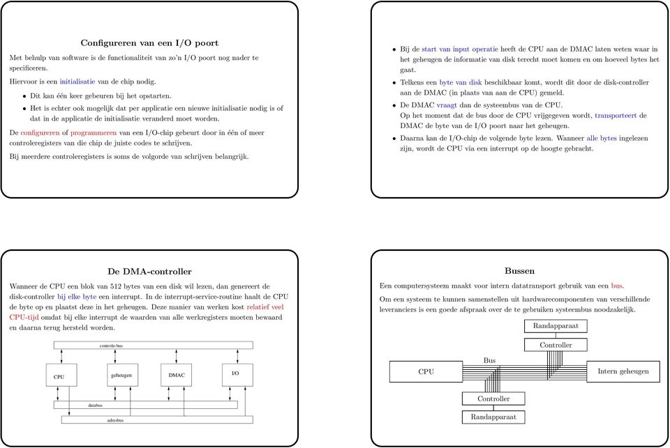 De configureren of programmeren van een I/O-chip gebeurt door in één of meer controleregisters van die chip de juiste codes te schrijven.