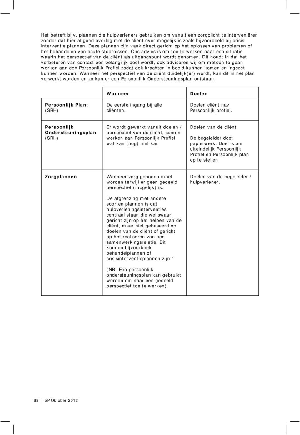 Deze plannen zijn vaak direct gericht op het oplossen van problemen of het behandelen van acute stoornissen.