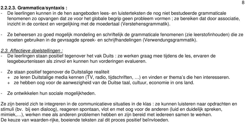 vormen ; ze bereiken dat door associatie, inzicht in de context en vergelijking met de moedertaal (Verstehensgrammatik).