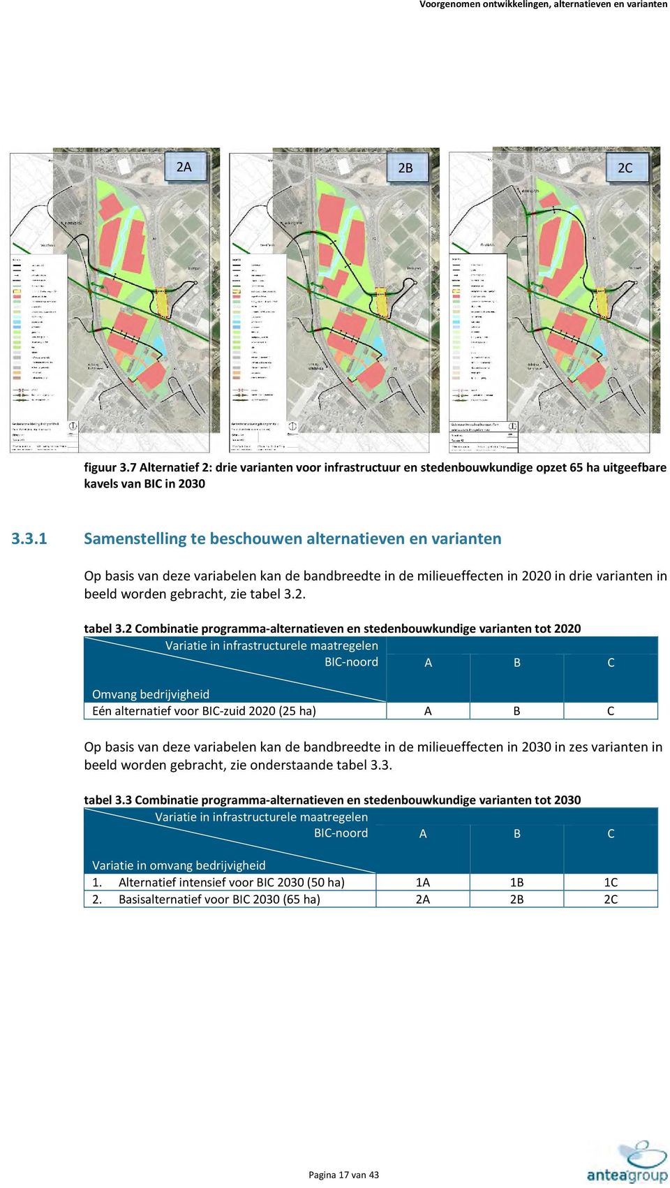 3.3.1 Samenstelling te beschouwen alternatieven en varianten Op basis van deze variabelen kan de bandbreedte in de milieueffecten in 2020 in drie varianten in beeld worden gebracht, zie tabel 3.