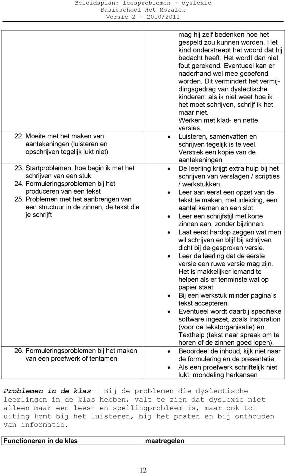 Formuleringsproblemen bij het maken van een proefwerk of tentamen mag hij zelf bedenken hoe het gespeld zou kunnen worden. Het kind onderstreept het woord dat hij bedacht heeft.