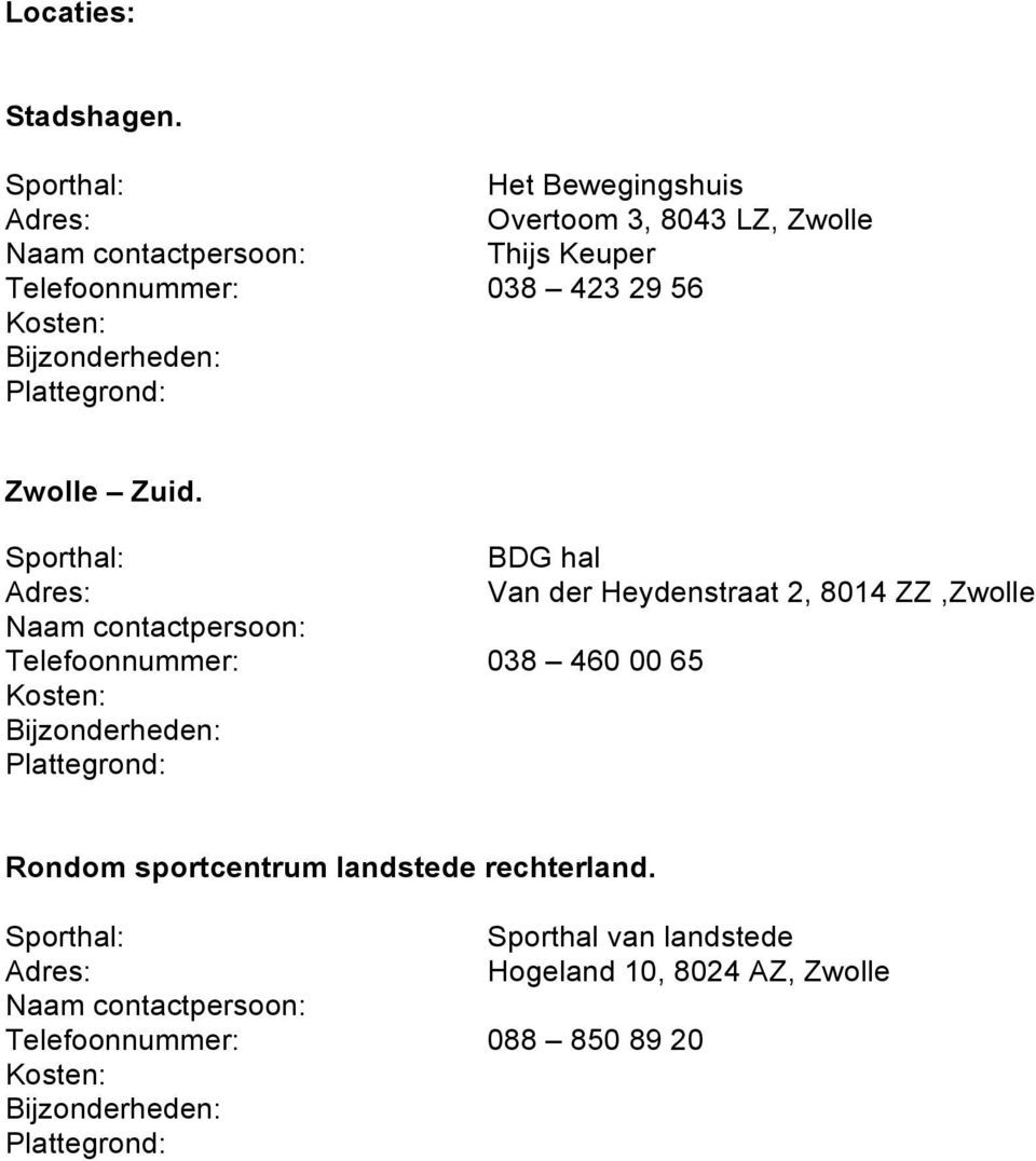 Bijzonderheden: Plattegrond: Zwolle Zuid.