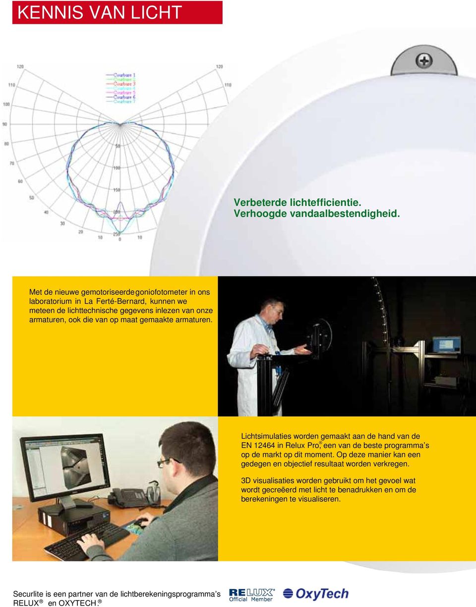 op maat gemaakte armaturen. Lichtsimulaties worden gemaakt aan de hand van de EN 12464 in Relux Pro, een van de beste programma s op de markt op dit moment.