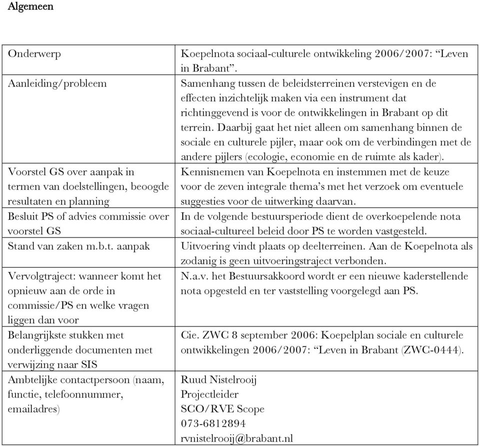 Daarbij gaat het niet alleen om samenhang binnen de sociale en culturele pijler, maar ook om de verbindingen met de andere pijlers (ecologie, economie en de ruimte als kader).