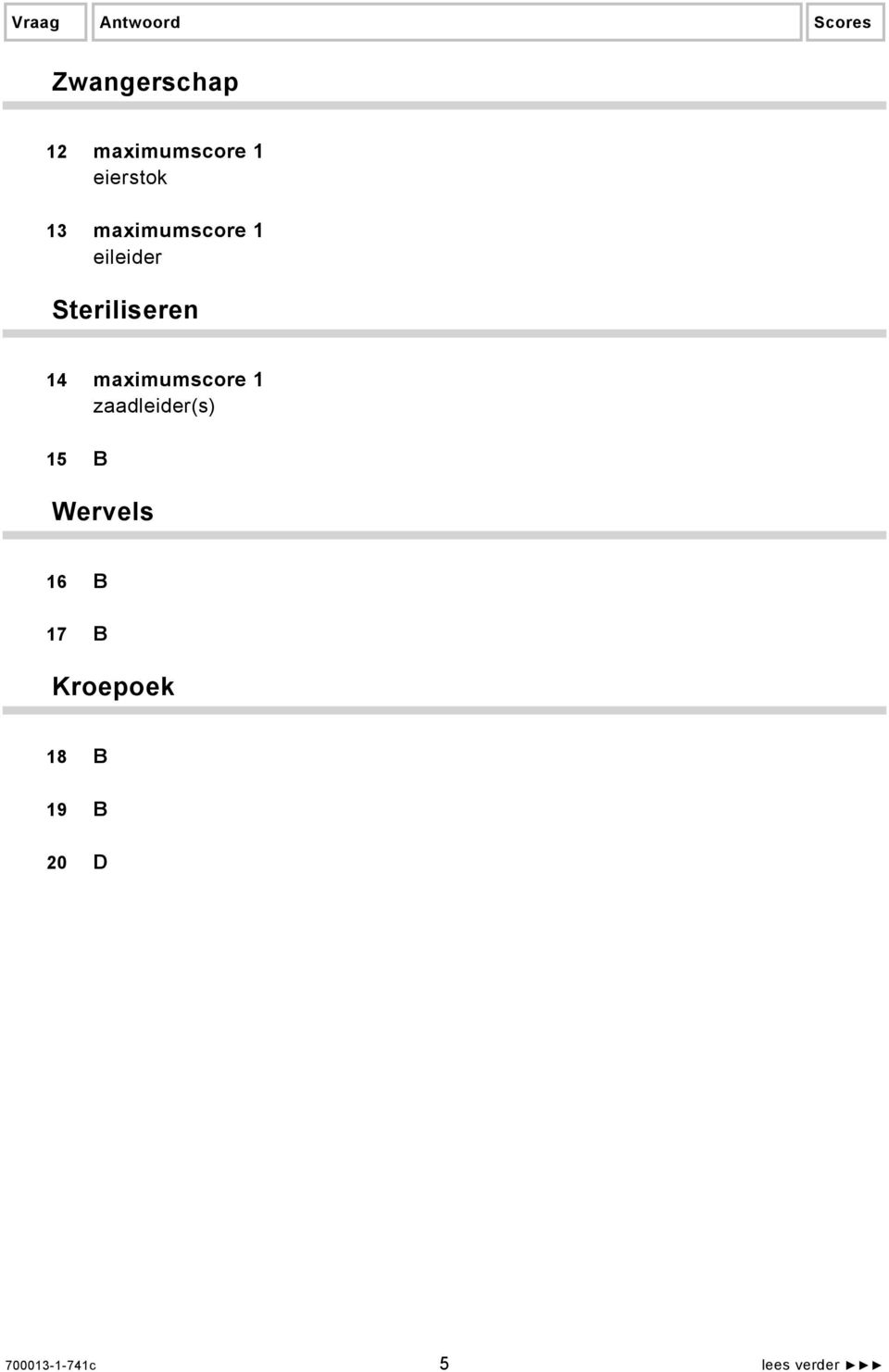 maximumscore 1 zaadleider(s) 15 B Wervels 16 B