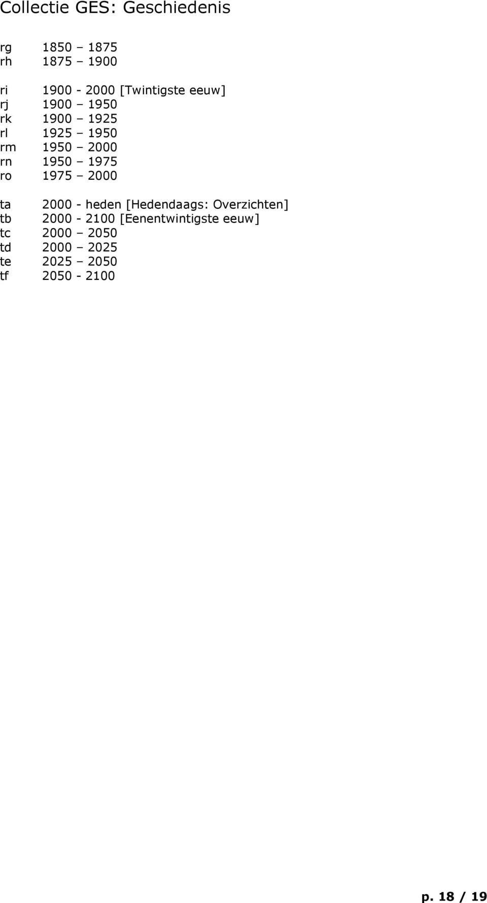 2000 ta 2000 - heden [Hedendaags: Overzichten] tb 2000-2100