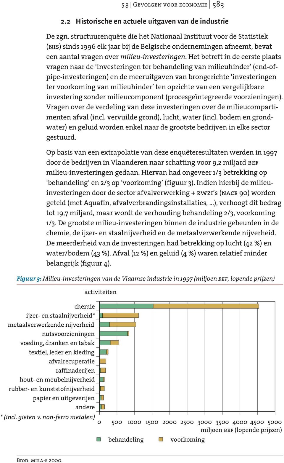 Het betreft in de eerste plaats vragen naar de investeringen ter behandeling van milieuhinder (end-ofpipe-investeringen) en de meeruitgaven van brongerichte investeringen ter voorkoming van