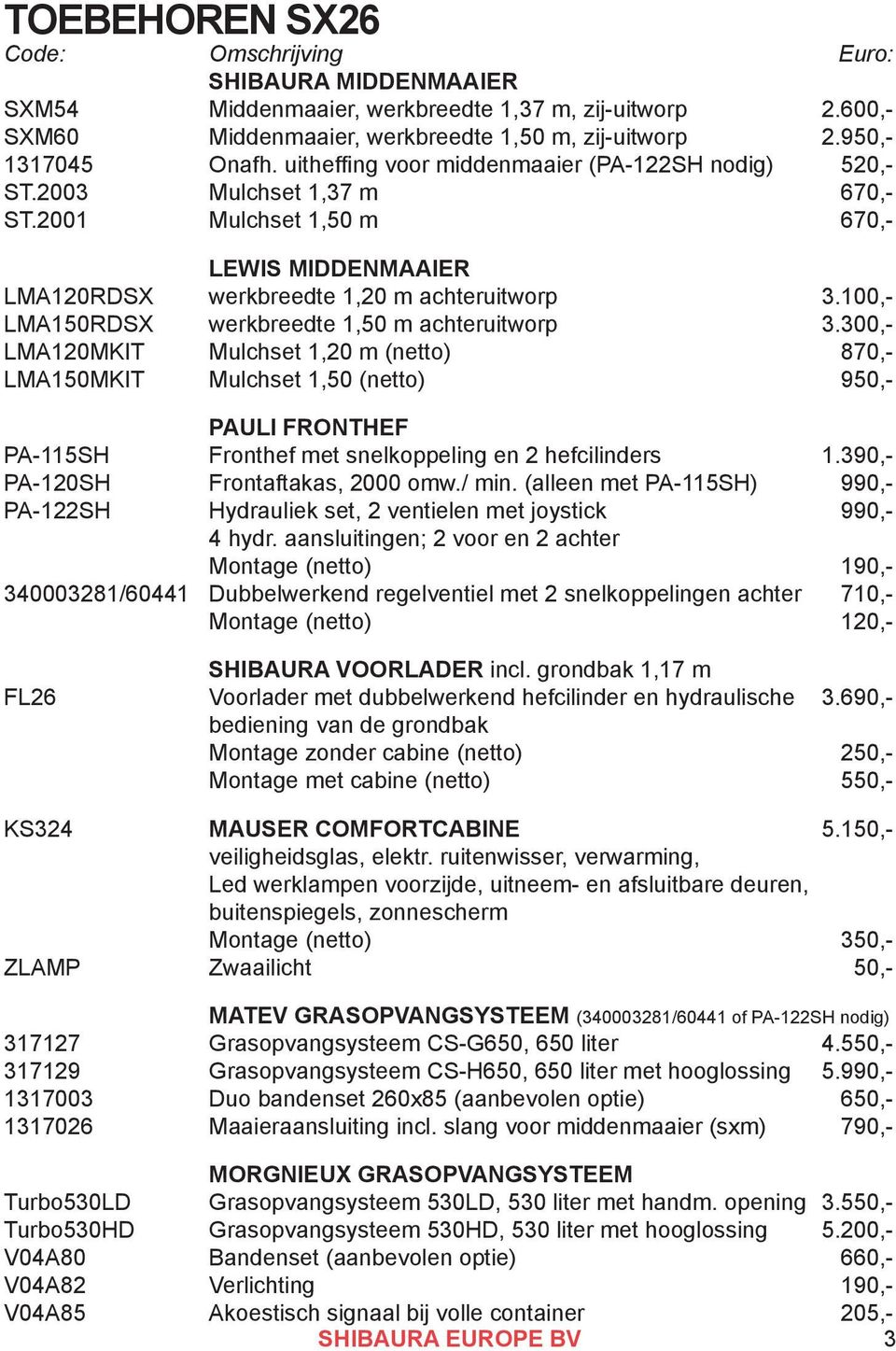 100,- LMA150RDSX werkbreedte 1,50 m achteruitworp 3.