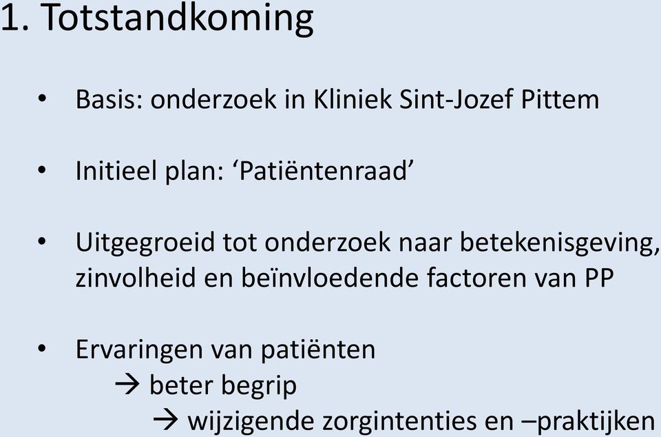 betekenisgeving, zinvolheid en beïnvloedende factoren van PP