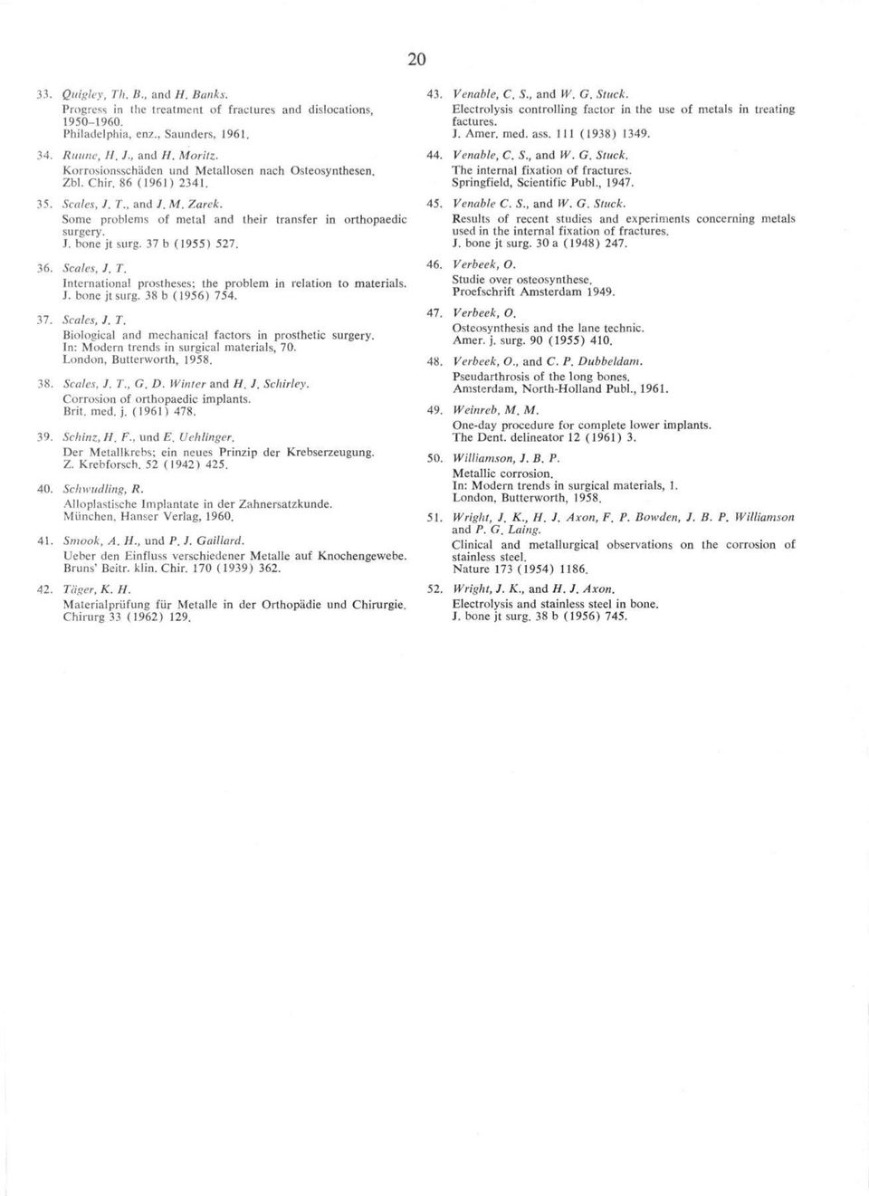 37 b (1955) 527. 36. Scales, J. T. International prostheses; the problem in relation to materials. J. bone jtsurg. 38 b (1956) 754. 37. Scales, J. T. Biological and mechanical factors in prosthetic surgery.