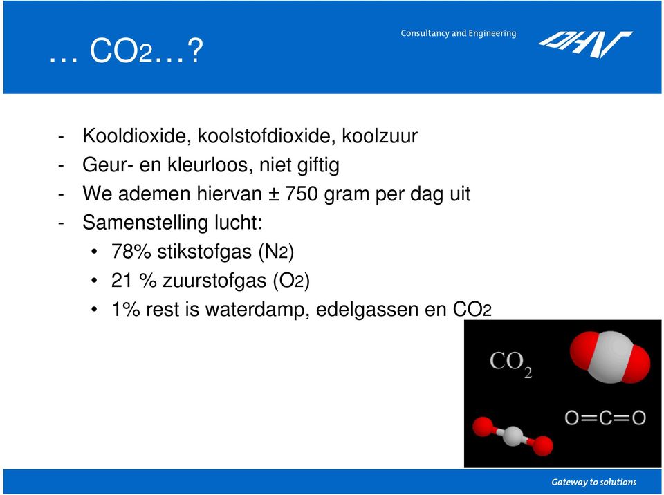 per dag uit - Samenstelling lucht: 78% stikstofgas (N2)