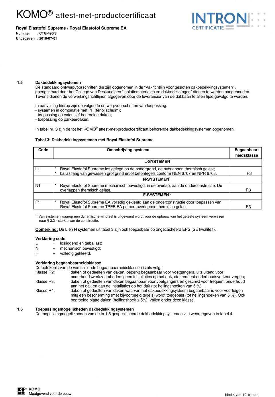 dakbedekkingen dienen te worden aangehouden. Tevens dienen de verwerkingsrichtlijnen afgegeven door de leverancier van de dakbaan te allen tijde gevolgd te worden.