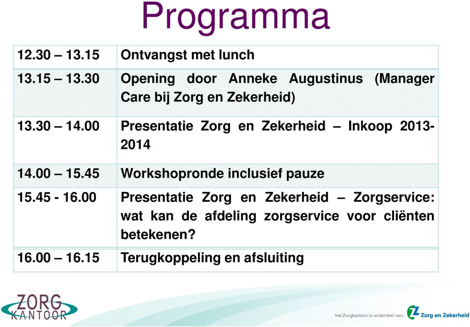 00 Presentatie Zorg en Zekerheid Inkoop 2013-2014 14.00 15.