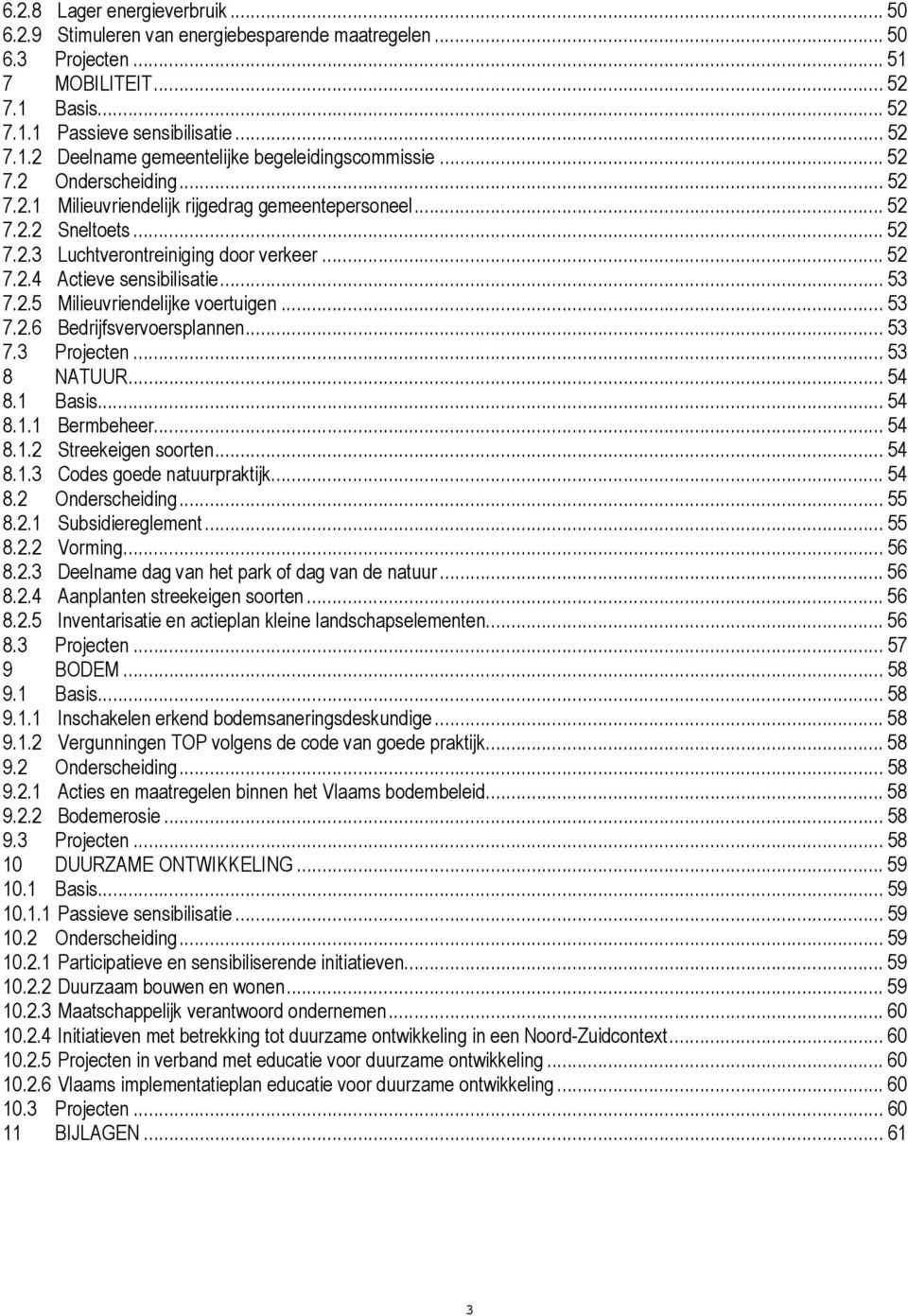 .. 53 7.2.6 Bedrijfsvervoersplannen... 53 7.3 Projecten... 53 8 NATUUR... 54 8.1 Basis... 54 8.1.1 Bermbeheer... 54 8.1.2 Streekeigen soorten... 54 8.1.3 Codes goede natuurpraktijk... 54 8.2 Onderscheiding.