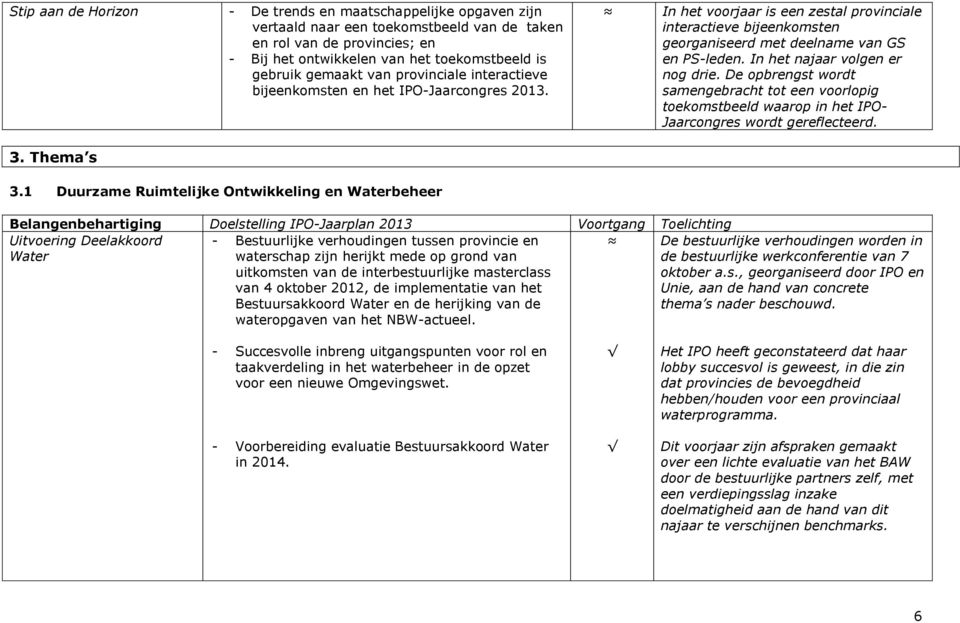 Thema s In het voorjaar is een zestal provinciale interactieve bijeenkomsten georganiseerd met deelname van GS en PS-leden. In het najaar volgen er nog drie.